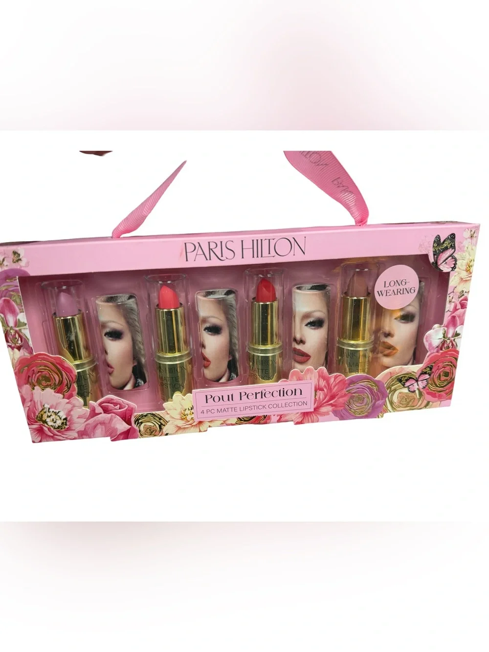 Paris Hilton NWT 3 Pc Gift Set Make-Up Brushes Lip Sticks & Body Oil Collection